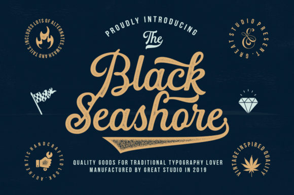 Black Seashore Font: Vintage Charm for Handmade Products